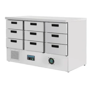 Table réfrigérée positive Polar Série G 9 tiroirs 368L