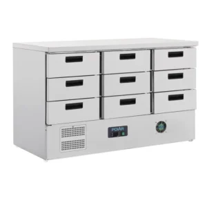 Table réfrigérée positive Polar Série G 9 tiroirs 368L