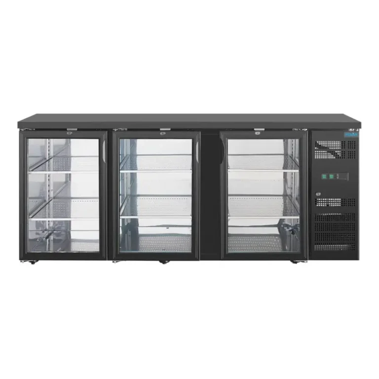 Arrière-bar réfrigéré Polar Série U 355L noir 3 portes vitrées