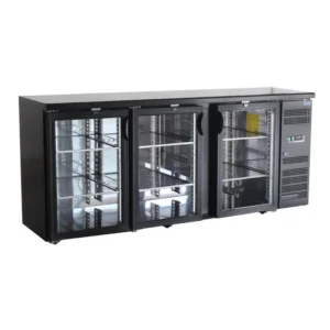 Arrière-bar réfrigéré Polar Série U 355L noir 3 portes vitrées