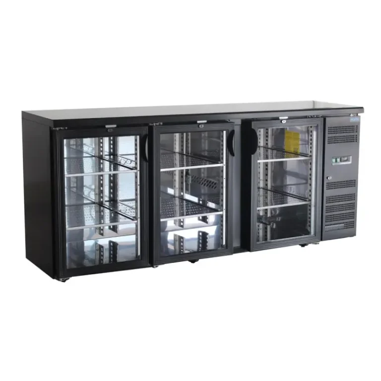 Arrière-bar réfrigéré Polar Série U 355L noir 3 portes vitrées