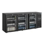 Arrière-bar réfrigéré Polar Série U 355L noir 3 portes vitrées