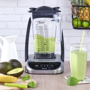 Blender Santos #66 vu de trois quarts, corps noir et commandes numériques éclairées