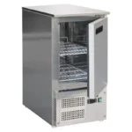Comptoir négatif Polar Série G 88 L porte ouverte, étagère réglable et cuve inox