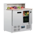 Comptoir de préparation réfrigéré à pizzas Polar Série G en inox avec plan de travail en marbre