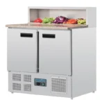 Vue arrière du comptoir de préparation réfrigéré à pizzas Polar Série G