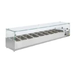 Saladette réfrigérée à poser Polar Série G 9 bacs GN 1/3 en inox avec pare-haleine verre