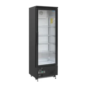Arrière-bar vertical réfrigéré Polar Série G noir une porte vitrée, vue de face