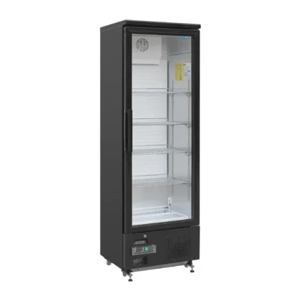 Arrière-bar vertical réfrigéré Polar Série G noir une porte vitrée, vue de face
