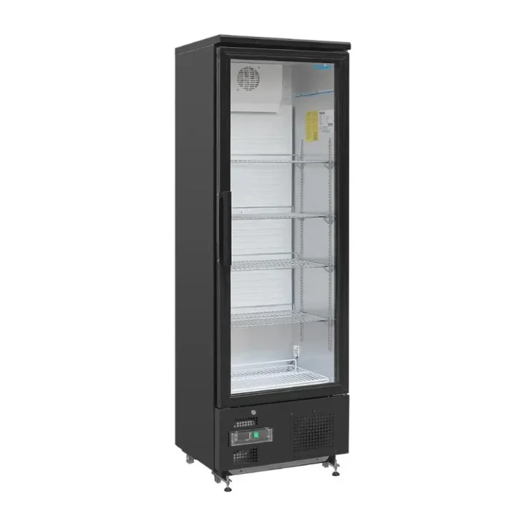 Arrière-bar vertical réfrigéré Polar Série G noir une porte vitrée, vue de face