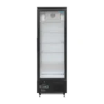 Vitrine verticale Polar Série G porte ouverte, quatre étagères chargées de boissons