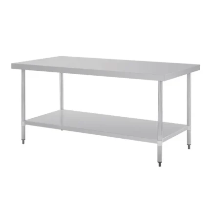 Table inox centrale Vogue 1800 mm avec étagère basse