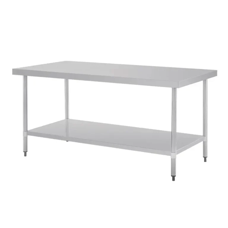 Table inox centrale Vogue 1800 mm avec étagère basse