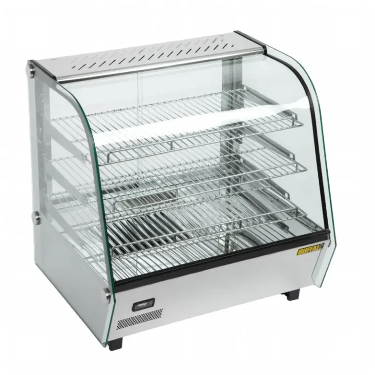 Vitrine chauffante de comptoir Buffalo 120 L vitrée 3 étagères