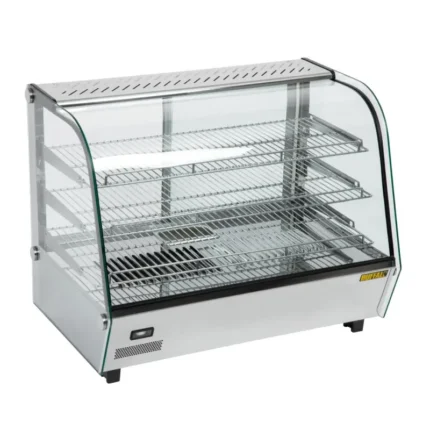 Vitrine chauffante de comptoir BUFFALO 160 L, façade en verre incurvée et éclairage LED