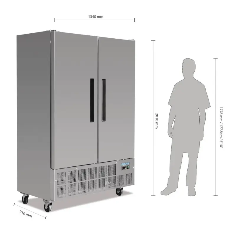 Armoire réfrigérée négative 2 portes Polar Série G – 960 L – 710 mm de profondeur – Inox