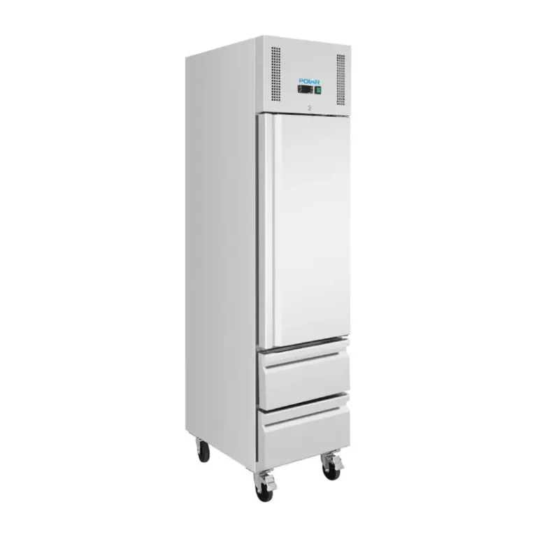 Armoire réfrigérée positive slimline Polar Série U – 1 porte 2 tiroirs – 292 L – 484 mm – GN 1/1
