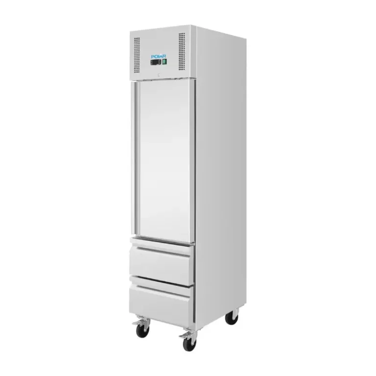 Armoire réfrigérée positive slimline Polar Série U – 1 porte 2 tiroirs – 292 L – 484 mm – GN 1/1