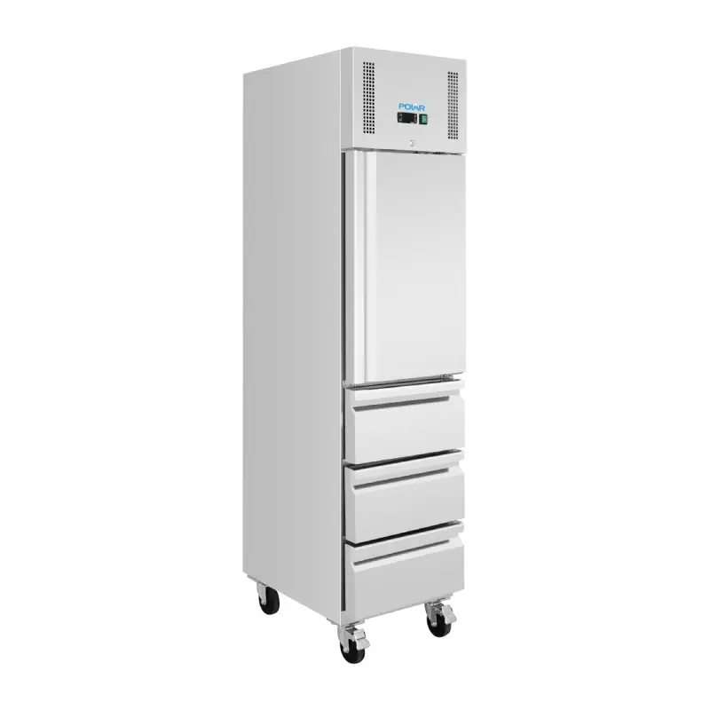 Armoire réfrigérée positive slimline Polar Série U – 1 porte 3 tiroirs – 292 L – 484 mm – GN 1/1