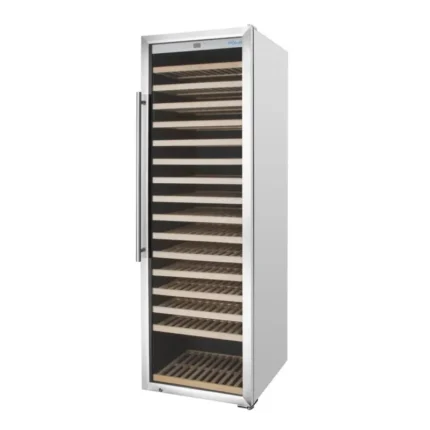 Cave à vin inox une zone Polar Série G – 187 bouteilles – 465 L – 16 étagères bois
