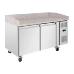 Comptoir à pizza réfrigéré 2 portes Polar Série U – Plan en granit – 428 L – 1510 mm – Classe A
