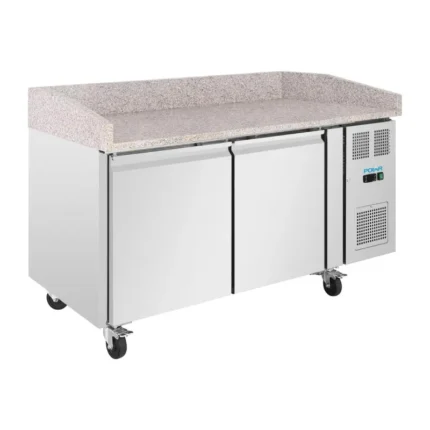 Comptoir à pizza réfrigéré 2 portes Polar Série U – Plan en granit – 428 L – 1510 mm – Classe A