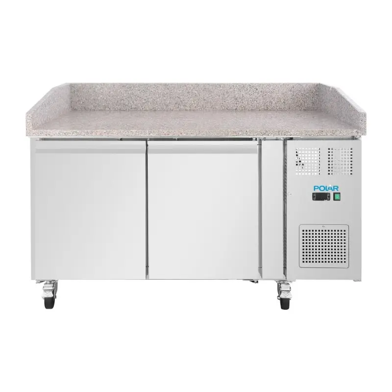 Comptoir à pizza réfrigéré 2 portes Polar Série U – Plan en granit – 428 L – 1510 mm – Classe A
