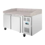 Comptoir à pizza réfrigéré 2 portes Polar Série U – Plan en granit – 428 L – 1510 mm – Classe A