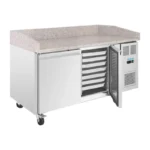 Comptoir à pizza réfrigéré 2 portes Polar Série U – Plan en granit – 428 L – 1510 mm – Classe A