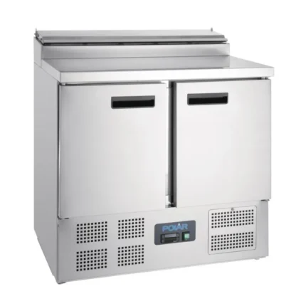 Comptoir réfrigéré pizzas Polar Série G 254 L avec saladette GN 1/6