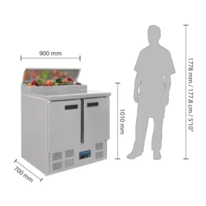 Comptoir réfrigéré pizzas Polar Série G 254 L avec saladette GN 1/6 – vue 2