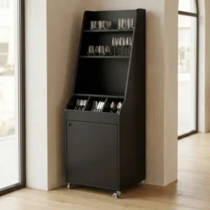 Desserte compacte à service haut GOLDINOX en bois noir 600 mm, vue 2