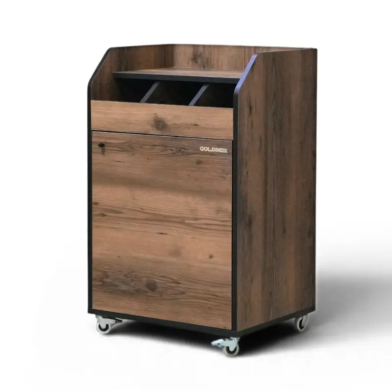 Desserte de service compacte Goldinox en bois décor Baroque sur roulettes, 600 x 510 x 990 mm