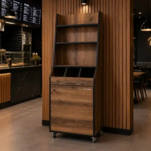 Desserte compacte à service haut Goldinox en bois décor Baroque, hauteur 1500 mm – vue 2