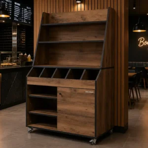 Desserte de service à service haut Goldinox 1100 mm en bois décor Baroque – vue 2