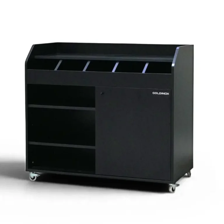 Desserte de service GOLDINOX en bois noir 1100 mm sur roulettes