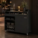 Desserte de service GOLDINOX en bois noir 1100 mm sur roulettes, vue 2