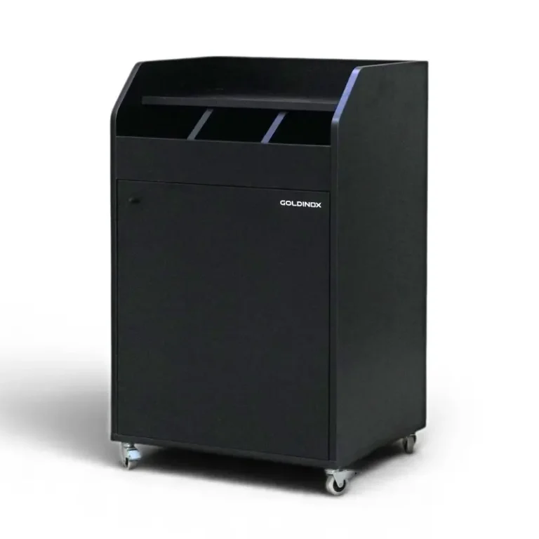 Desserte de service compacte GOLDINOX en bois noir 600 mm sur roulettes
