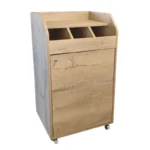 Desserte de service compacte GOLDINOX en bois chêne clair 600 mm sur roulettes