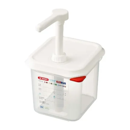 Distributeur de sauce Araven au format GN 1/6 avec pompe verticale