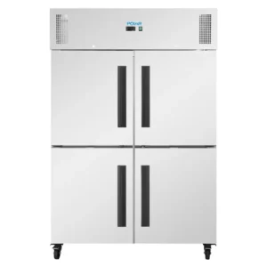 Double armoire réfrigérée positive Polar Série G – 4 portillons – 1152 L – GN 2/1 – Inox