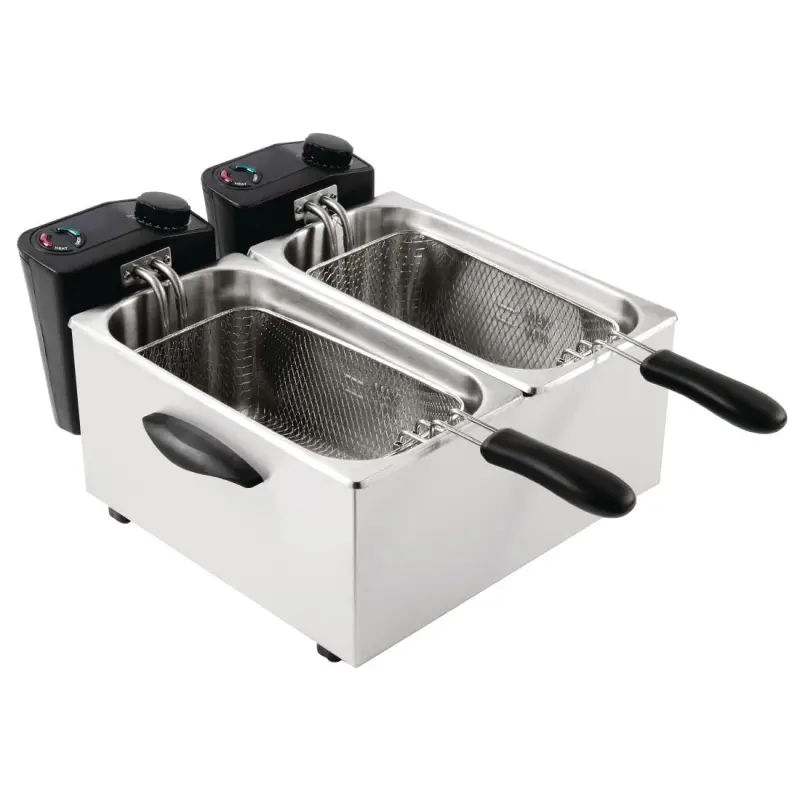 Friteuse double de comptoir Caterlite deux cuves de 3,5 litres Friteuse double de comptoir Caterlite deux cuves de 3,5 litres