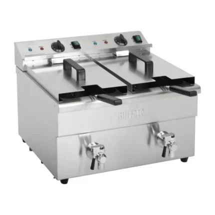Friteuse à induction double Buffalo deux cuves de 7,5 L en inox