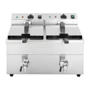 Friteuse à induction double Buffalo deux cuves de 7,5 L en inox – vue 2