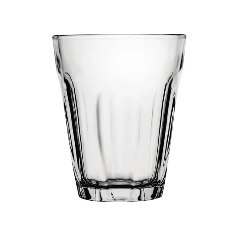 Gobelets Olympia – 350 ml – Lot de 12 – Verre trempé – Facettes – Empilables