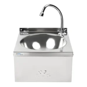 Lave-mains inox à commande fémorale Basix avec robinet pivotant