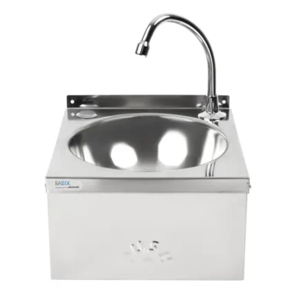 Lave-mains inox à commande fémorale Basix avec robinet pivotant