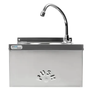 Lave-mains inox à commande fémorale Basix avec robinet pivotant – vue 2