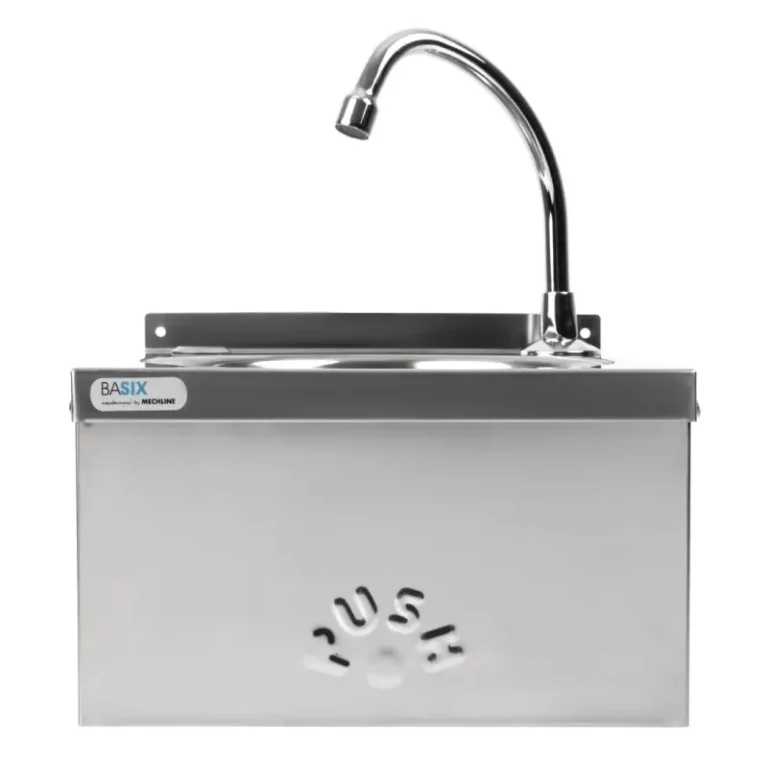 Lave-mains inox à commande fémorale Basix avec robinet pivotant – vue 2