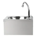 Lave-mains inox à commande fémorale Basix avec robinet pivotant – vue 3